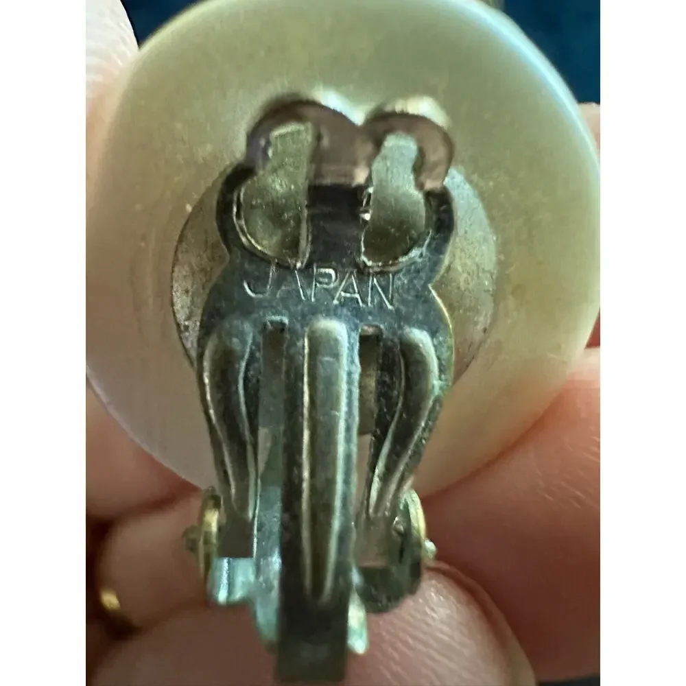 Vintage Sterling Silver‎ Earrings, Faux Pearl Clip Back Earrings